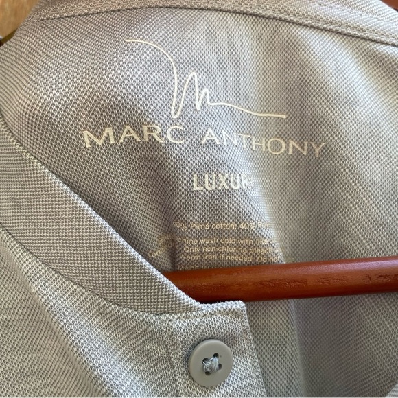 MARC ANTONY Men's Light Gray Luxury Henley Long Sleeve Shirt Size Large - Picture 3 of 10